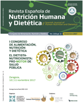 					Ver Vol. 21 (2017): (Suppl 1) I Congreso de Alimentación, Nutrición y Dietética. El Dietista-Nutricionista: Pro-Motor de Salud Pública
				