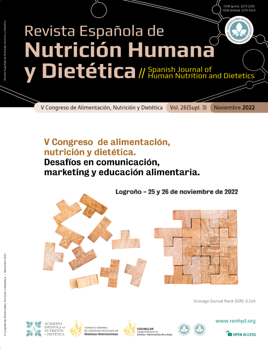 					Ver Vol. 26 (2022): (Supl. 3) V Congreso de Alimentación, Nutrición y Dietética. Desafíos en comunicación, marketing y educación alimentaria.
				